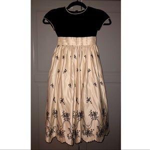 Cinderella Cream Floral & Black Velvet Dress